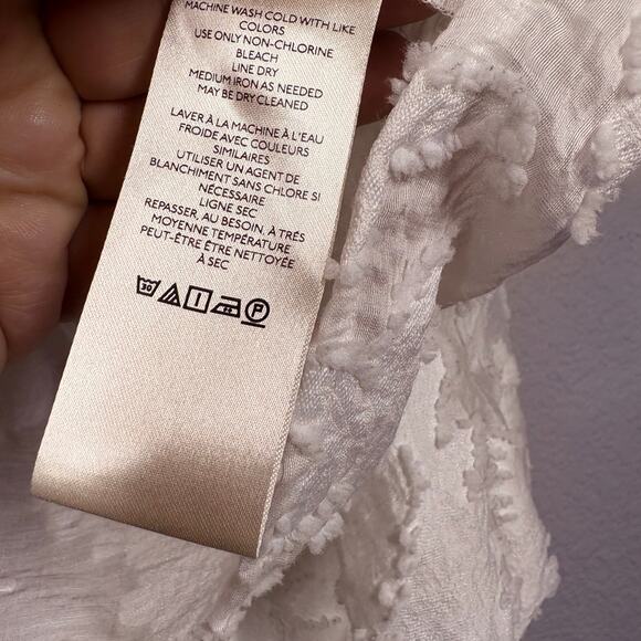 Free People Medium Callie Top White Cropped Cut Out Tie Back Puff Sleeves - Picture 11 of 12